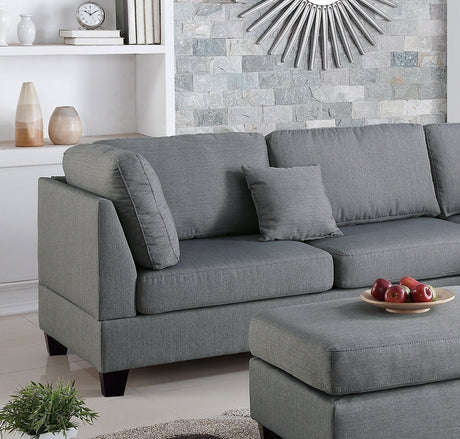 Grey Color 3pcs Sectional Living Room Furniture Reversible Chaise Sofa And Ottoman Polyfiber Linen Like Fabric Cushion Couch - sold by Home Elegance USA