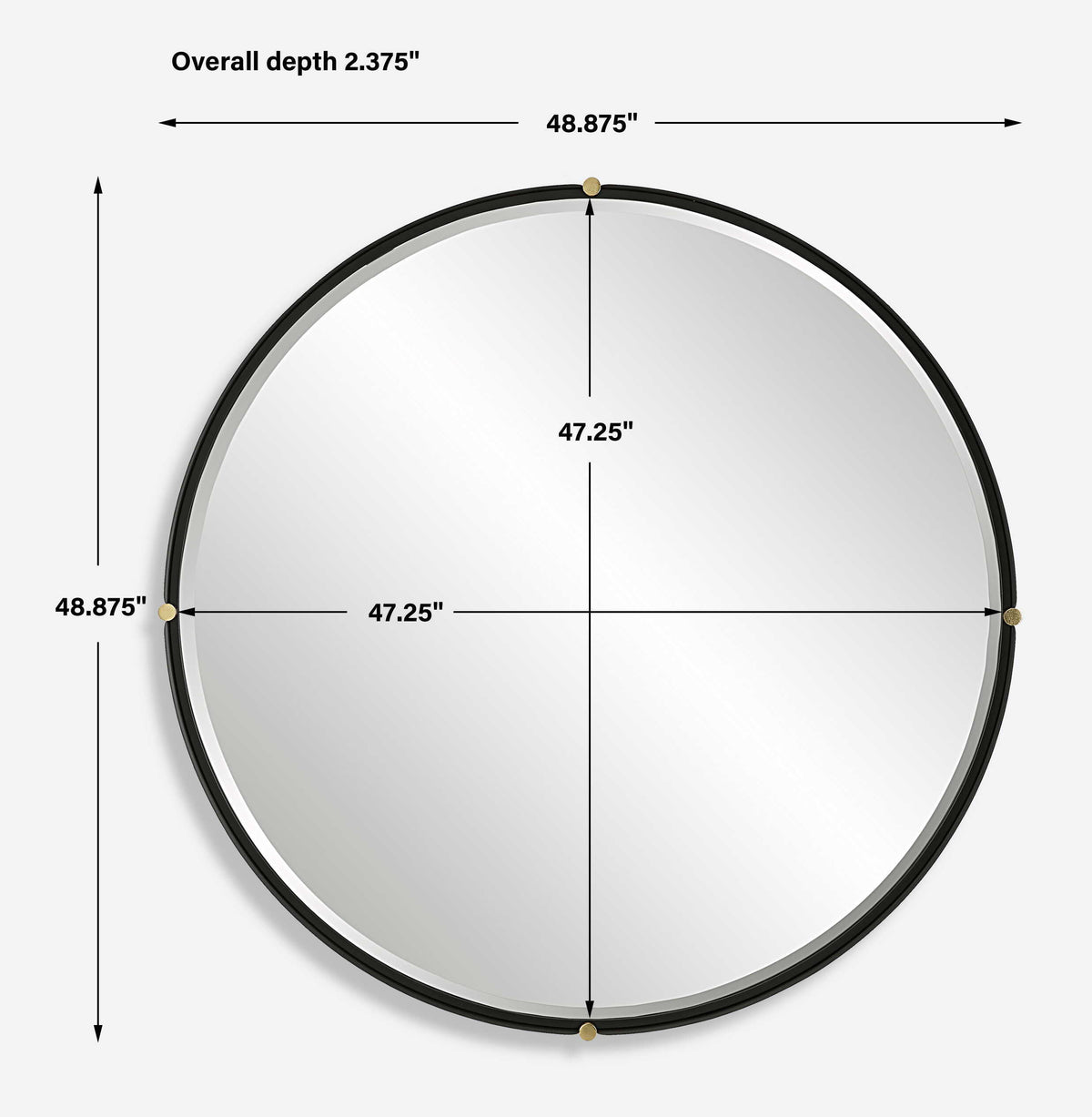 Bonded Round Mirror - Black by Uttermost - View 7