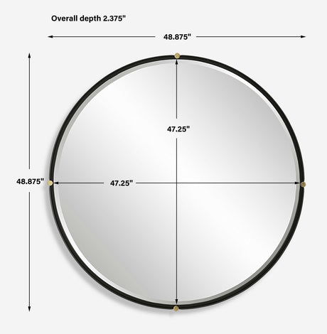 Bonded Round Mirror - Black by Uttermost - View 7