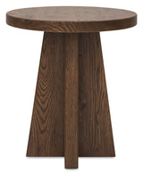 Driftwood Round End Table Worn Saddle - Dark Brown by Hooker Furniture - View 2