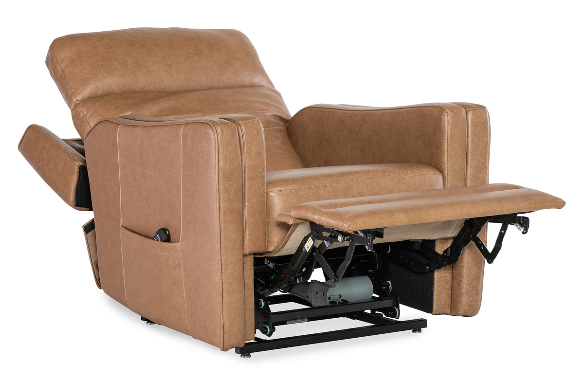 Thyme Power Recliner With Power Headrest, Lumbar, And Lift - Light Brown by Hooker Furniture - View 5
