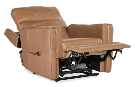 Thyme Power Recliner With Power Headrest, Lumbar, And Lift - Light Brown by Hooker Furniture - View 5