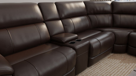 6-Piece Leather Power Sectional in Brazil Tobacco - sold by Home Elegance USA