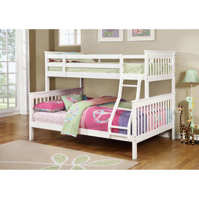 Severington White Wood Twin Over Full  Slatted Headboard Bunk Bed