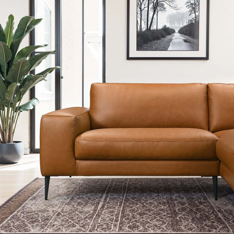 Easley Mid Century Modern Vegan Leather Wide-Arm Sofa - sold by Home Elegance USA