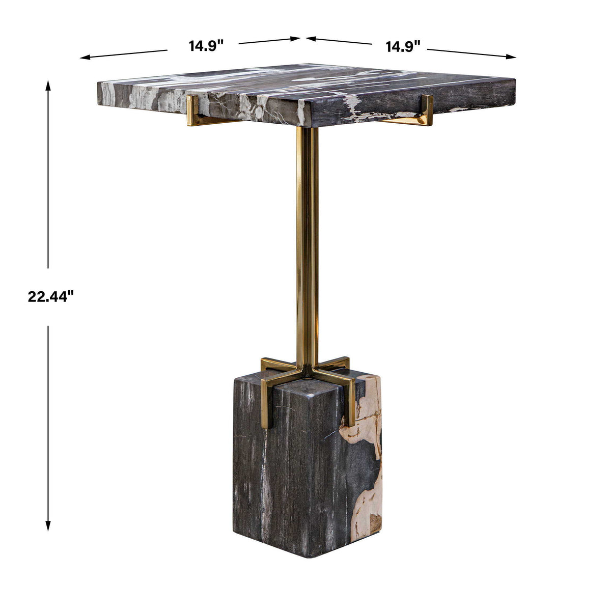 Rowman Petrified Wood Accent Table - Bronze / Dark Brown by Uttermost - View 10