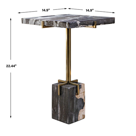 Rowman Petrified Wood Accent Table - Bronze / Dark Brown by Uttermost - View 10