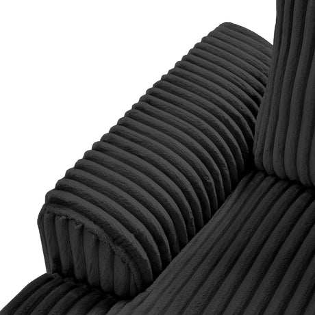 Modern Oversized U-shaped Sectional Sofa with Chaise Lounge Upholstered in Soft Black Corduroy - sold by Home Elegance USA