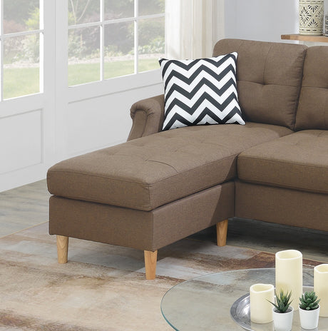 Living Room Corner Sectional Light Coffee Polyfiber Chaise sofa Reversible Sectional - sold by Home Elegance USA