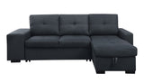 Lucas Dark Gray Linen Sleeper Sectional Sofa with Reversible Storage Chaise - Home Elegance USA