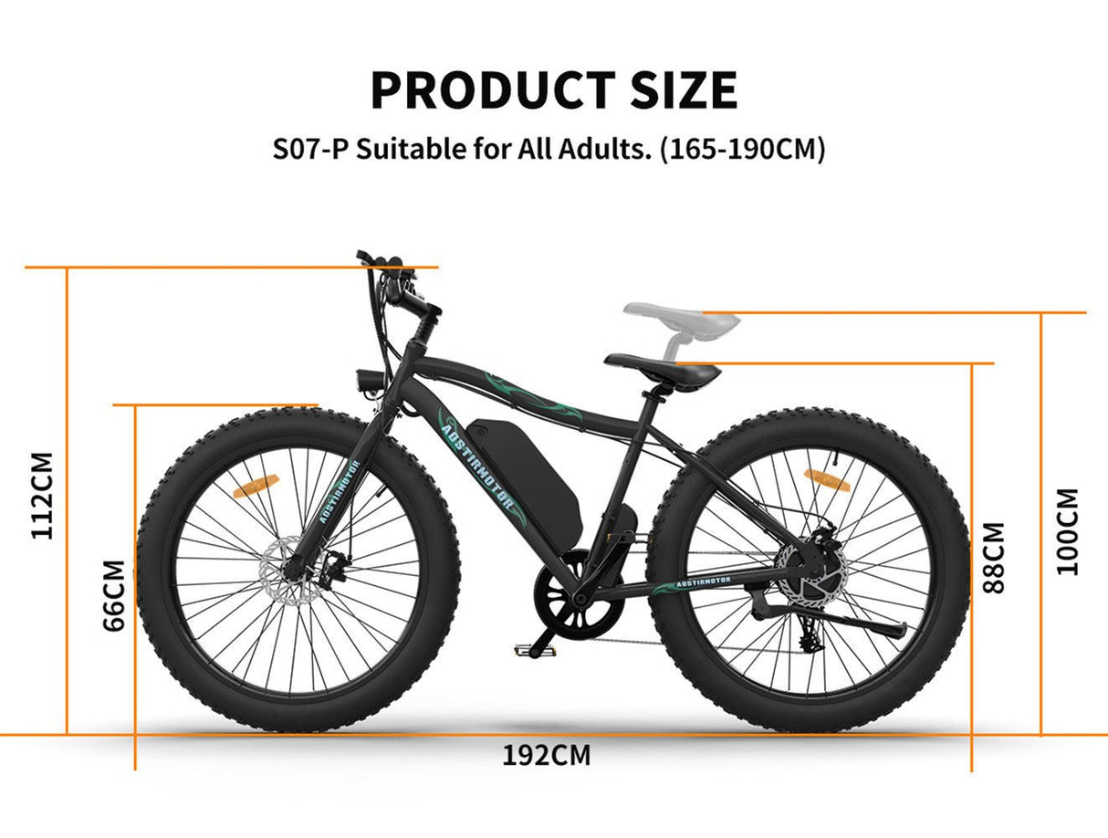 AOSTIRMOTOR 26" 500W Electric Bike Fat Tire P7 36V 12.5AH Removable Lithium Battery for Adults S07 - P | Home Elegance USA