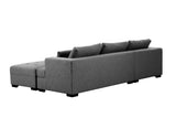 111'' Tufted Fabric 3 - Seat L - Shape Sectional Sofa Couch Set w/Chaise Lounge, Ottoman Coffee Table Bench, Dark Grey - W876S00066 - image - 10