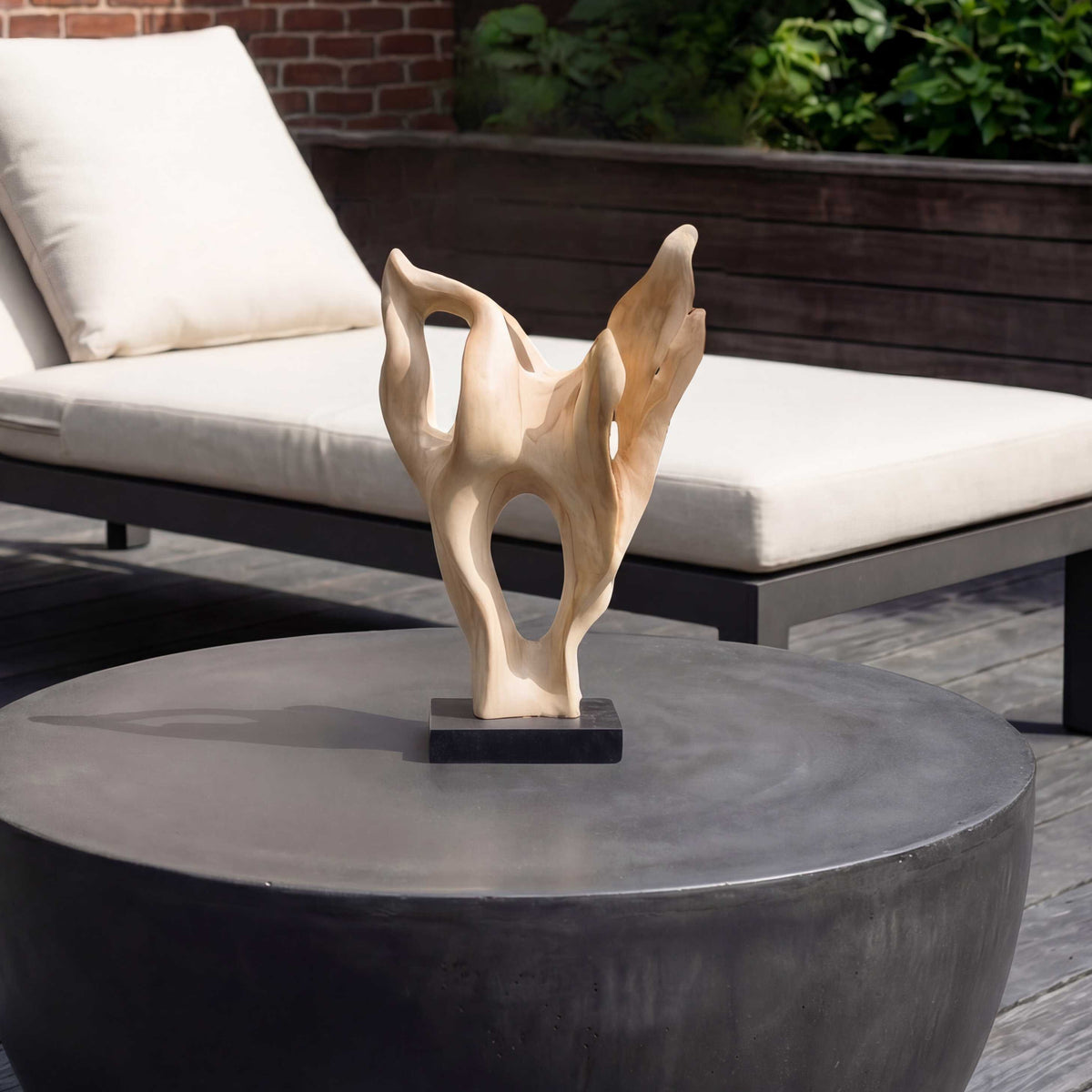 Hollow Form Indoor-Outdoor Teak Sculpture Woodtone - Beige by Uttermost - View 2