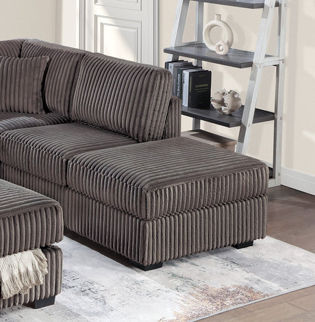 Chocolate Fur-Like Corduroy Sectional Sofa Reversible Chaise Sofa w USB Storage Ottoman Upholstered Couch Pillows 3pc Set Living Room - sold by Home Elegance USA