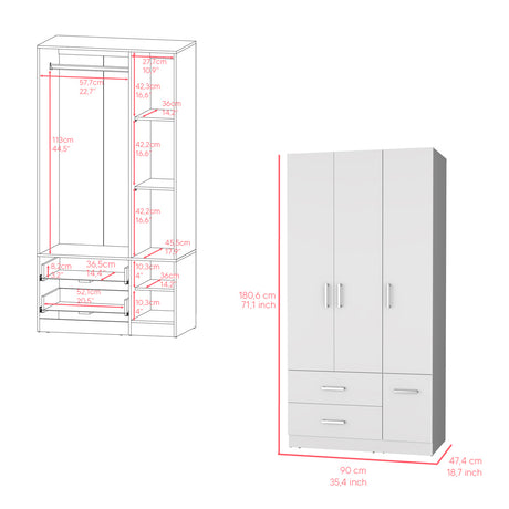 Four Door Armoire Crosby, Bedroom, White - sold by Home Elegance USA