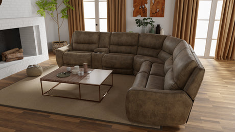 6-Piece Performance Fabric Power Reclining Sectional in Texas Slate - sold by Home Elegance USA