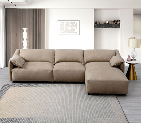 Veata Light Brown Suede Sectional Sofa - sold by Home Elegance USA
