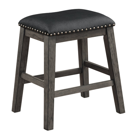 Gray Finish 5pc Counter Height Set Multifunctional Counter Height Table with 4 Stools Black Faux Leather Upholstery Nailhead Trim Dining Room Furniture - sold by Home Elegance USA