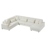 Modern Oversized U-shaped Sectional Sofa with Chaise Lounge in Beige Corduroy, 129'
