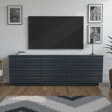 Soporte para TV de tres puertas de 74 pulgadas para televisores de hasta 85 pulgadas, no requiere ensamblaje, acabado negro