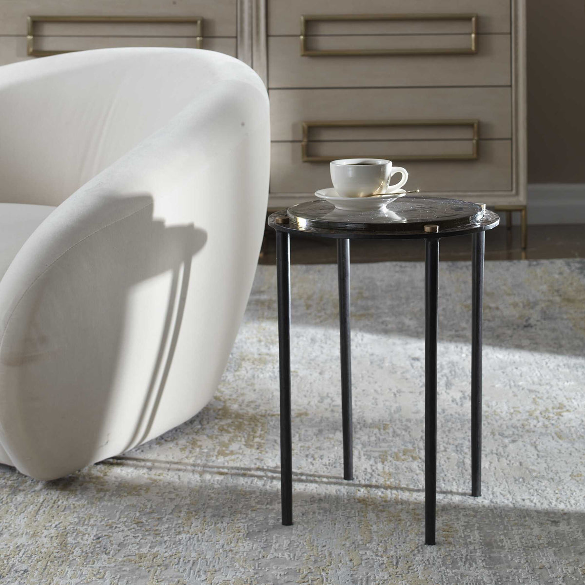 Kennington Round Glass Accent Table - Black by Uttermost - View 2