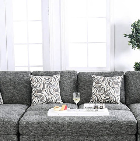 Gray Chenille 5pc Sectional Set Living Room Furniture Pillows Armless Chair Ottoman Chaise Plush Couch Sectionals - sold by Home Elegance USA