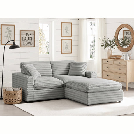 Jenny 3-Piece Chofa Modular Sectional in Plush Gray Polyester Cord-Like Fabric - sold by Home Elegance USA