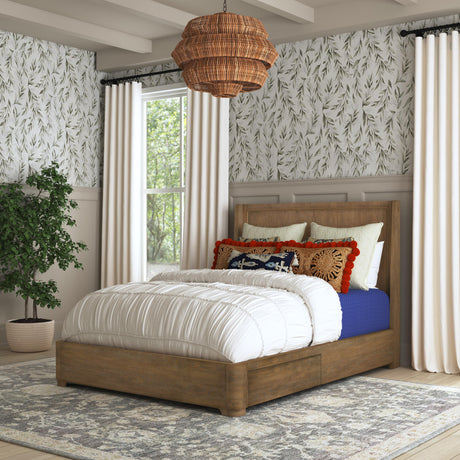 Normandy Queen Panel Storage Bed - Light Brown | Flexsteel