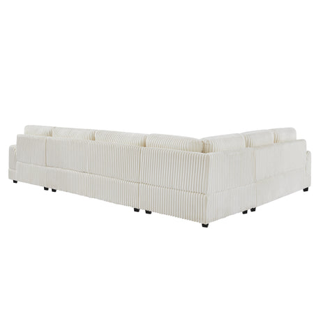 Modern Oversized U-shaped Sectional Sofa with Chaise Lounge in Beige Corduroy, 129' - sold by Home Elegance USA