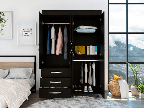 Mobile Armoire Velvet, Bedroom, Black - sold by Home Elegance USA