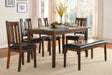Espresso Finish 6pc Dining Set Tabe Bench and 4 Chairs Set Black Faux Leather Upholstered Seat Dining Kitchen Set Wooden Furniture - sold by Home Elegance USA