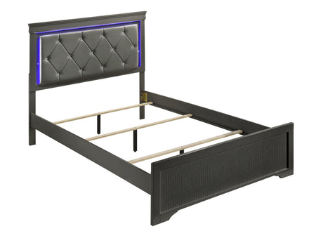 Blaze Upholstered Modern Style 4 Pc Twin Bedroom Set with LED Headboard Made with Wood in Metallic Gray(NJ INVENTORY) - sold by Home Elegance USA