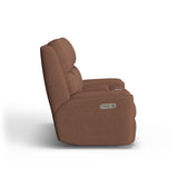 Rio Transitional Fabric Power Reclining Loveseat With Console & Power Headrests | Flexsteel