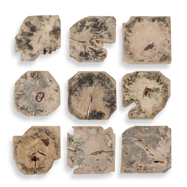 Bahati Wood Bleached Wall Decor (Set of 9) - Light Brown by Uttermost - View 1