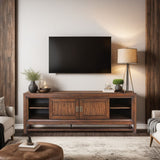 74' TV Stand Console, For TVs up to 85 inches, No Assembly Required, Two-Tone Finish