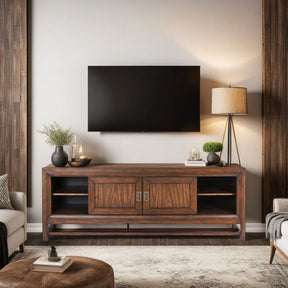 74' TV Stand Console, For TVs up to 85 inches, No Assembly Required, Two-Tone Finish - sold by Home Elegance USA