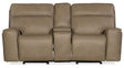 Riverton Power Gliding Console Loveseat With Power Headrest/Lumbar - Light Brown by Hooker Furniture - View 1