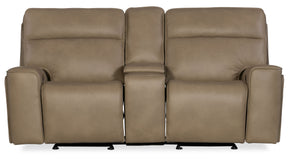 Riverton Power Gliding Console Loveseat With Power Headrest/Lumbar - Light Brown by Hooker Furniture - View 1