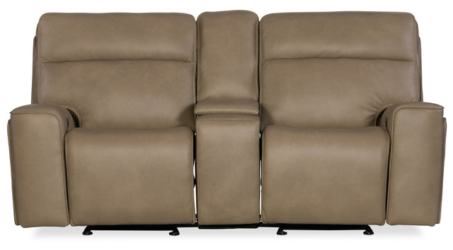 Riverton Power Gliding Console Loveseat With Power Headrest/Lumbar - Light Brown by Hooker Furniture - View 1