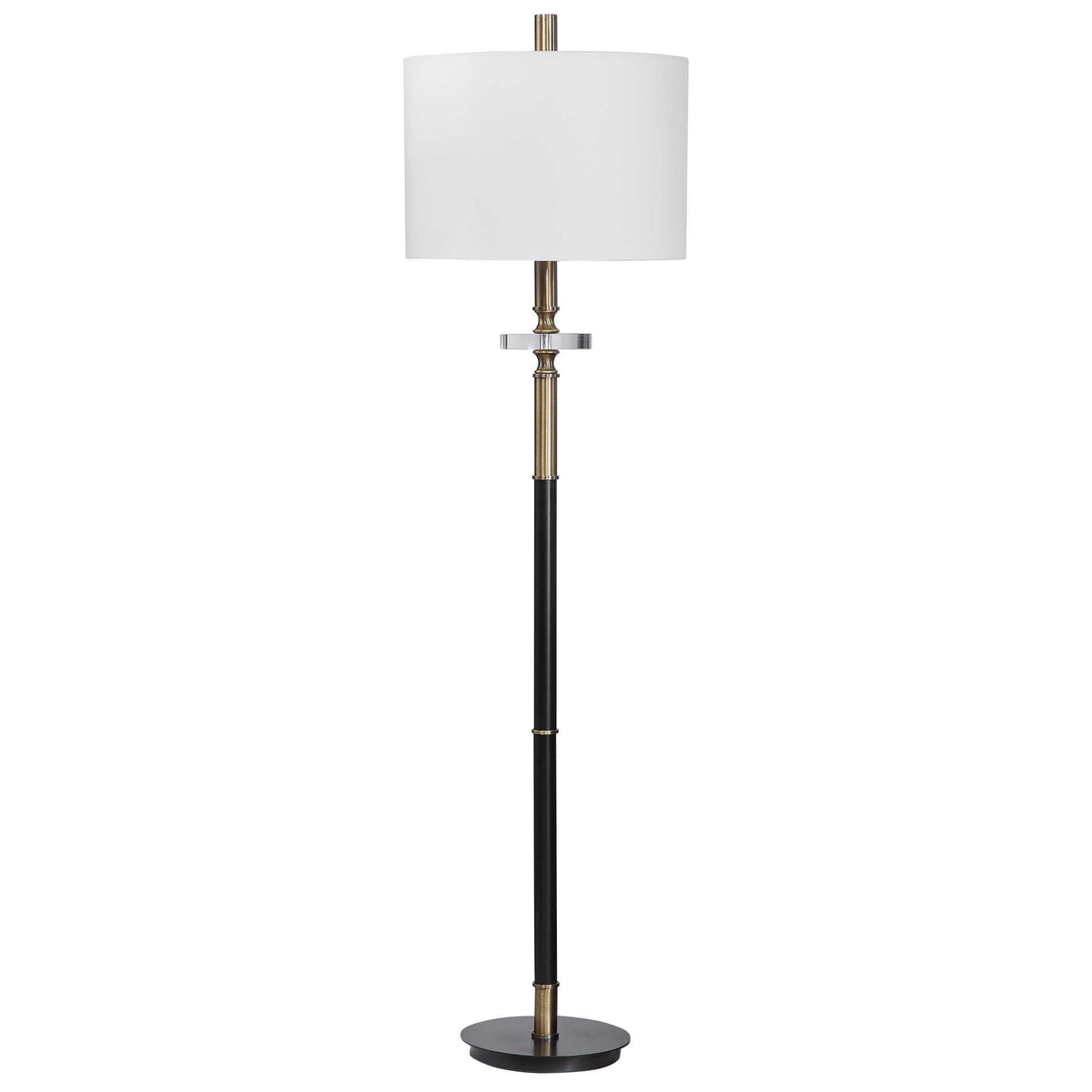 Maud Floor Lamp Aged Black - Black / White by Uttermost - View 3