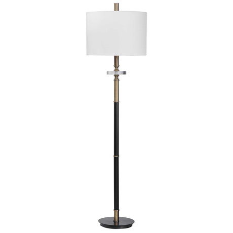 Maud Floor Lamp Aged Black - Black / White by Uttermost - View 3