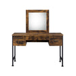 4 Storage Drawers Vanity Set with Mirror, Rustic Oak and Black