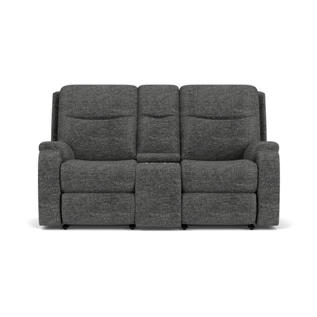 Penn Transitional Fabric Power Reclining Loveseat With Console & Power Headrests & Lumbar | Flexsteel