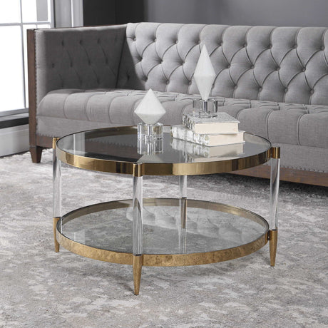 Kellen Glass Coffee Table - Gold by Uttermost - View 4