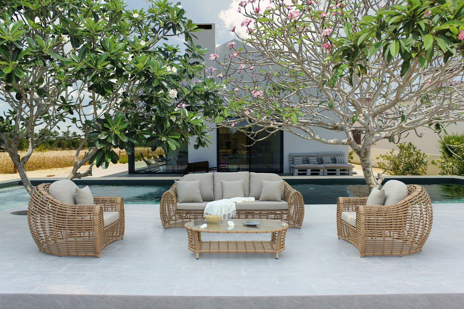 VIG Furniture - Renava Sandra Outdoor Sofa Set Beige