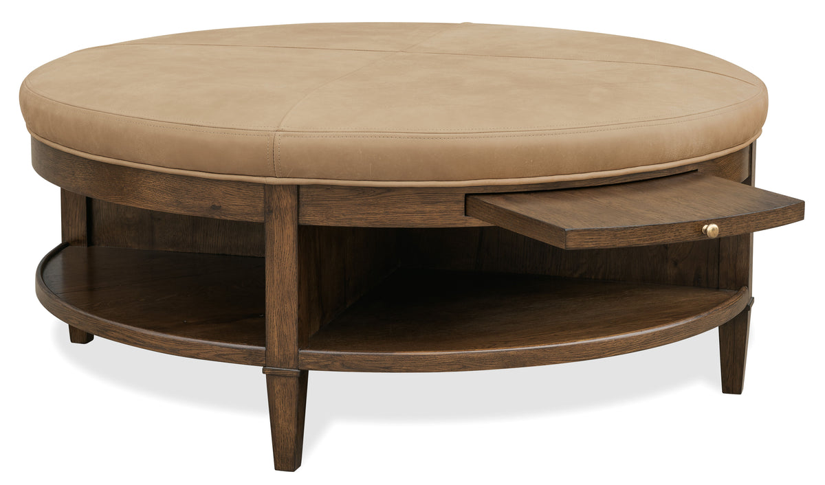 Cashiers Cocktail Ottoman Chestnut / Vintage Ecru - Dark Brown / Beige by Hooker Furniture - View 3