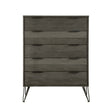 Contemporary Three-Tone Gray Finish Chest of Drawers Perched atop Metal Legs Acacia Veneer Modern Bedroom Furniture