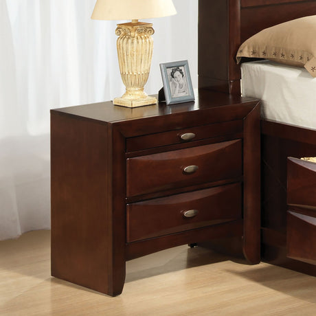 Contemporary Queen Size Bed 2x Nightstands Headboard Bookcase Cherry Color 3pc Set Bedroom Furniture - sold by Home Elegance USA