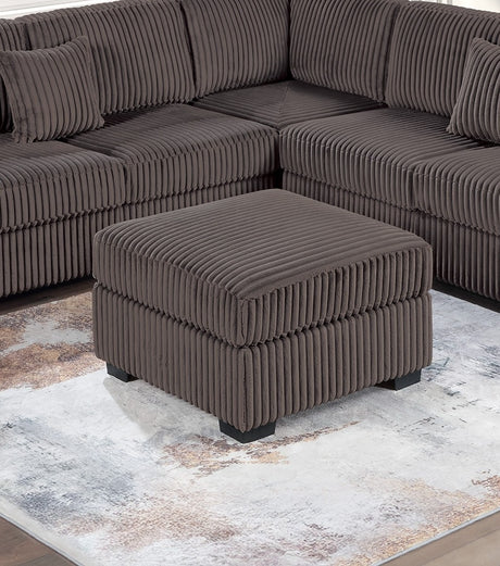 Living Room Corduroy Upholstered Chocolate 4pc Sectional Set RAF/LAF One-Arm Loveseat W/USB, Corner Wedge, Cocktail Ottoman Cushion Couch - sold by Home Elegance USA