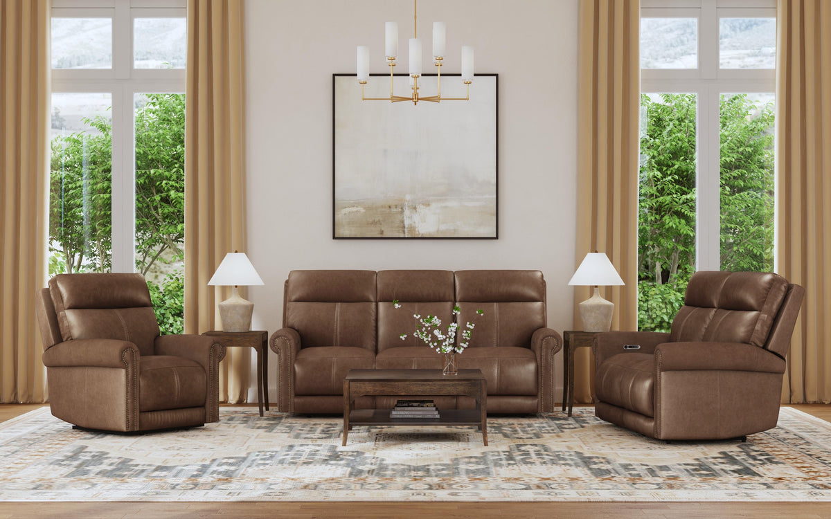 Alexander Power Reclining Loveseat With Power Headrest & Lumbar - Khaki Brown | Flexsteel